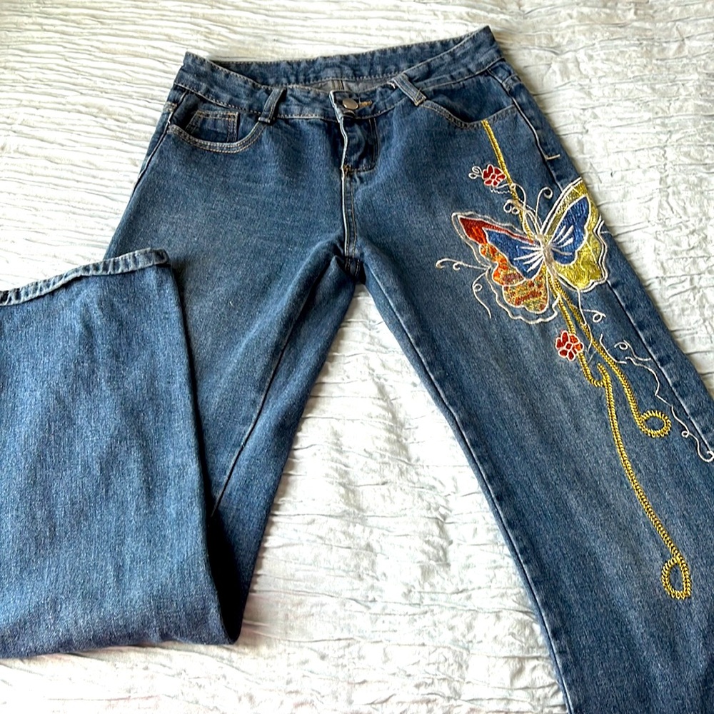 Butterfly designed jeans